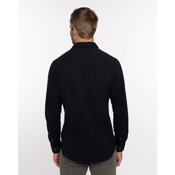 NWT Travis Mathew Mens Sz S Cloud Flannel Button Up Long Sleeve Shirt Black $140 - Picture 2 of 11